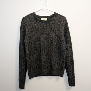 Frank and Oak Wool Knit Blend Crew Neck Sweater in Gray
